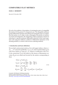 COMPATIBLE FLAT METRICS OLEG I. MOKHOV