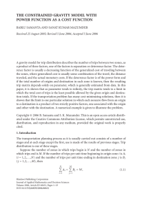 THE CONSTRAINED GRAVITY MODEL WITH POWER FUNCTION AS A COST FUNCTION