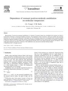 Dependence of resonant positron-molecule annihilation on molecular temperature J.A. Young , C.M. Surko