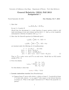 General Relativity (225A) Fall 2013 Assignment 1