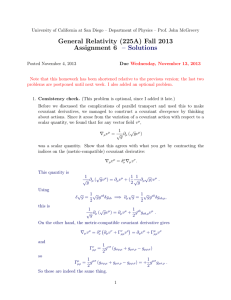 General Relativity (225A) Fall 2013 Assignment 6 – Solutions