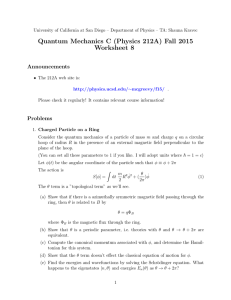 Quantum Mechanics C (Physics 212A) Fall 2015 Worksheet 8 Announcements