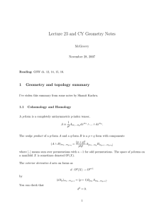 Lecture 23 and CY Geometry Notes 1 Geometry and topology summary McGreevy