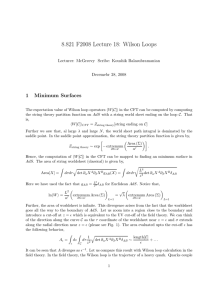 8.821 F2008 Lecture 18: Wilson Loops 1 Minimum Surfaces Decemebr 28, 2008