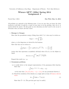 Whence QFT? (239a) Spring 2014 Assignment 4