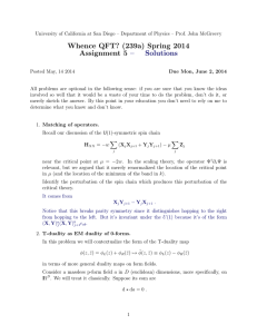 Whence QFT? (239a) Spring 2014 Assignment 5 – Solutions