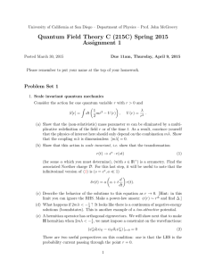 Quantum Field Theory C (215C) Spring 2015 Assignment 1