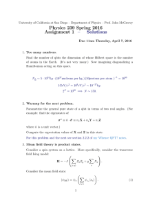 Physics 239 Spring 2016 Assignment 1 – Solutions