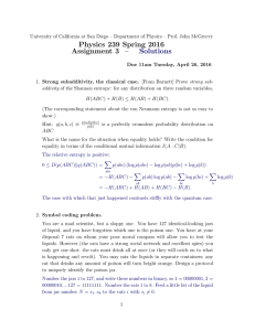 Physics 239 Spring 2016 Assignment 3 – Solutions