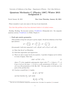 Quantum Mechanics C (Physics 130C) Winter 2015 Assignment 3