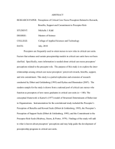ABSTRACT RESEARCH PAPER:  Perceptions of Critical Care Nurse Preceptors Related... Benefits, Support and Commitment to Preceptor Role