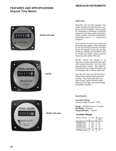 FEATURES AND SPECIFICATIONS Elapsed Time  Meters WESCHLER INSTRUMENTS