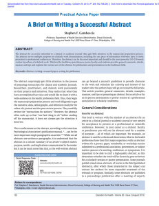 A Brief on Writing a Successful Abstract Stephen F. Gambescia