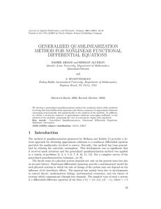 GENERALIZED QUASILINEARIZATION METHOD FOR NONLINEAR FUNCTIONAL DIFFERENTIAL EQUATIONS