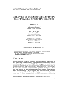 OSCILLATION OF SYSTEMS OF CERTAIN NEUTRAL DELAY PARABOLIC DIFFERENTIAL EQUATIONS