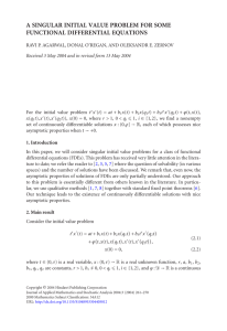 A SINGULAR INITIAL VALUE PROBLEM FOR SOME FUNCTIONAL DIFFERENTIAL EQUATIONS