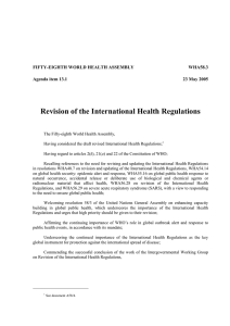Revision of the International Health Regulations  FIFTY-EIGHTH WORLD HEALTH ASSEMBLY WHA58.3