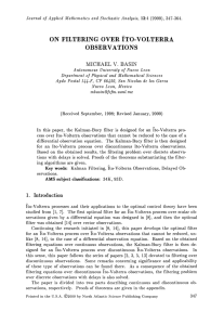 ON FILTERING OVER ITO-VOLTERRA OBSERVATIONS MICHAEL V. BASIN