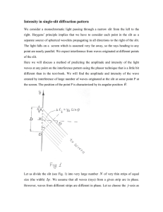 Intensity in single-slit diffraction pattern