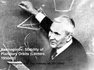 Kolmogorov: Stability of Planetary Orbits (Lecture, 1950eth)