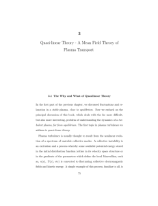 3 Quasi-linear Theory - A Mean Field Theory of Plasma Transport