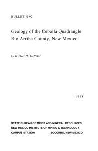 Geology of the Cebolla Quadrangle Rio Arriba County, New Mexico BULLETIN 92