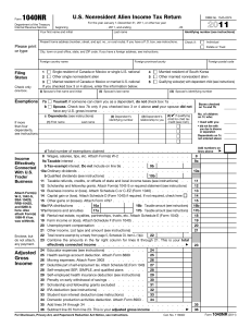 2011 1040NR U.S. Nonresident Alien Income Tax Return