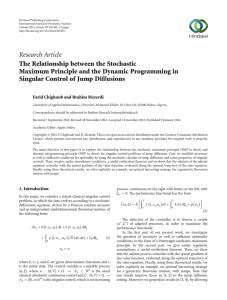 Research Article The Relationship between the Stochastic Singular Control of Jump Diffusions