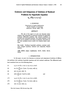 u=,=F(x, u=) Problems fr Hyperbolic Equation Existence and Uniqueness of Solutions of