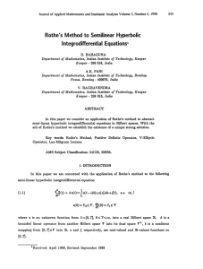 Integrodifferential Rothe’ Method to Semilinear Hyperbolic Equations