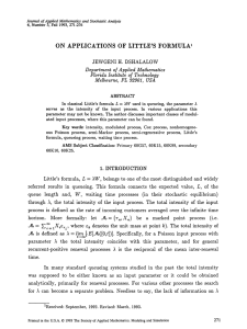 ON APPLICATIONS OF LITTLE’S FORMULA of