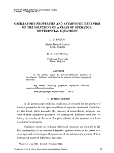 THE A DIFFERENTIAL EQUATIONS OSCILLATORY PROPERTIES
