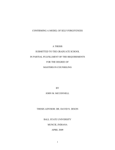 CONFIRMING A MODEL OF SELF-FORGIVENESS A THESIS SUBMITTED TO THE GRADUATE SCHOOL