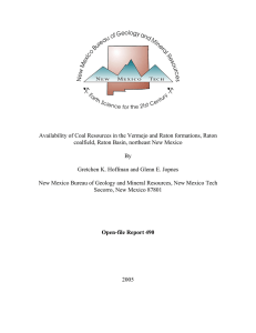 Availability of Coal Resources in the Vermejo and Raton formations,... coalfield, Raton Basin, northeast New Mexico