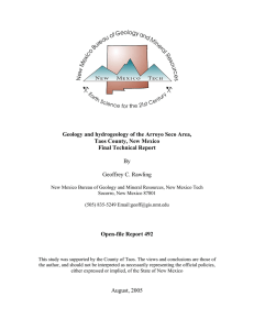 Geology and hydrogeology of the Arroyo Seco Area, Final Technical Report