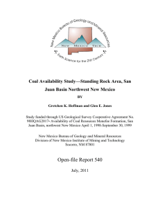 Coal Availability Study—Standing Rock Area, San Juan Basin Northwest New Mexico