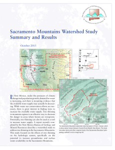I Sacramento Mountains Watershed Study Summary and Results October 2015