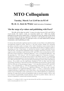 MTO Colloquium Tuesday, March 3 at 12:45 hrs in PZ 45