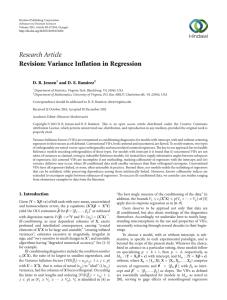 Research Article Revision: Variance Inflation in Regression D. R. Jensen