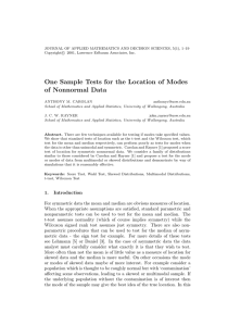 One Sample Tests for the Location of Modes of Nonnormal Data
