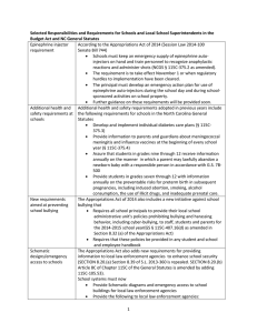 Selected Responsibilities and Requirements for Schools and Local School Superintendents... Budget Act and NC General Statutes