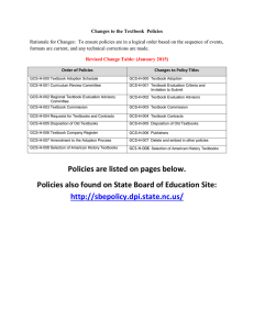 Changes to the Textbook  Policies