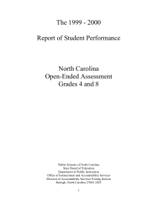 The 1999 - 2000  Report of Student Performance North Carolina