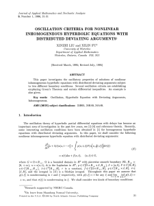 EQUATIONS OSCILLATION CRITERIA FOR NONLINEAR INI-IOMOGENEOUS DISTRIBUTED DEVIATING ARGUMENTS