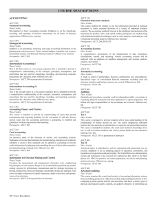 COURSE DESCRIPTIONS ACCOUNTING Financial Statement Analysis Financial Accounting