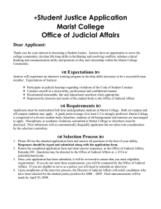 Student Justice Application Marist College Office of Judicial Affairs Dear Applicant: