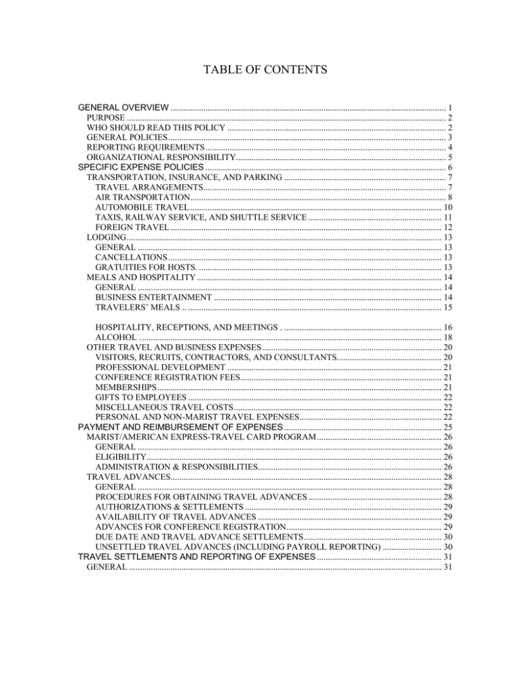 TABLE OF CONTENTS