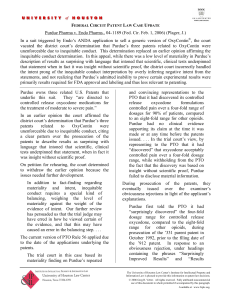 Purdue Pharma v. Endo Pharms., 04-1189 (Fed. Cir. Feb. 1,... In a suit triggered by Endo’s ANDA application to sell... F C