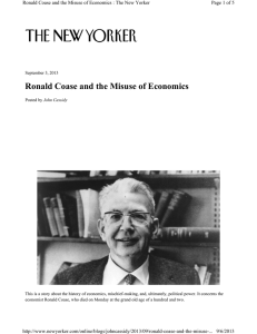 Ronald Coase and the Misuse of Economics Page 1 of 5