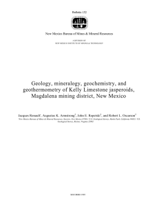 Geology, mineralogy, geochemistry, and geothermometry of Kelly Limestone jasperoids,
